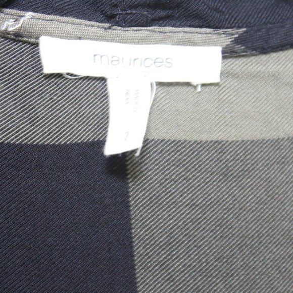 Maurices Plaid Open Front Cardigan Green Black Raw Edge Plus Size 1 1X H11656 - Picture 4 of 8